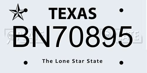 BN70895 Texas License Plate