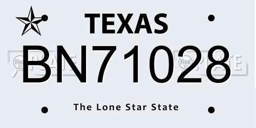 BN71028 Texas License Plate