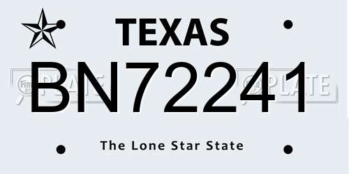 BN72241 Texas License Plate