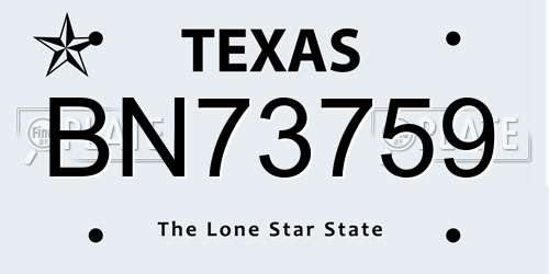 BN73759 Texas License Plate