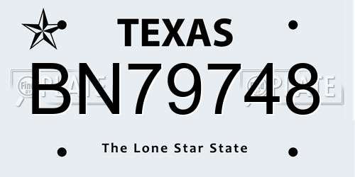 BN79748 Texas License Plate