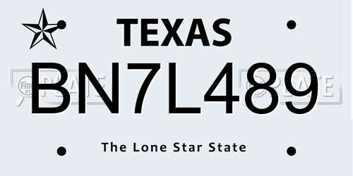 BN7L489 Texas License Plate