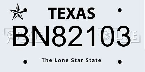 BN82103 Texas License Plate