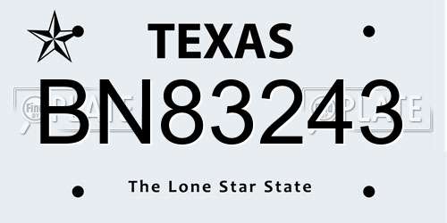 BN83243 Texas License Plate