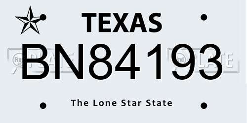BN84193 Texas License Plate