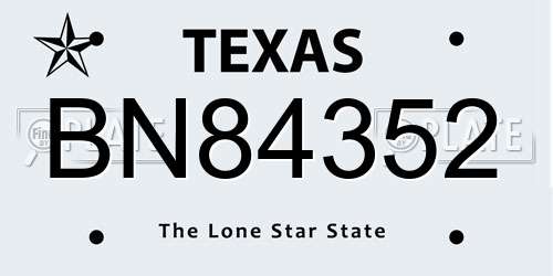 BN84352 Texas License Plate