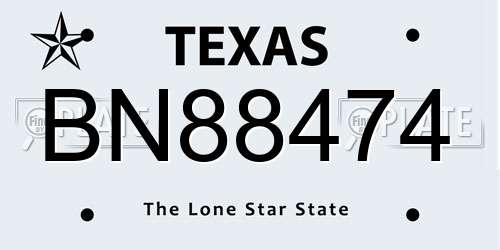 BN88474 Texas License Plate