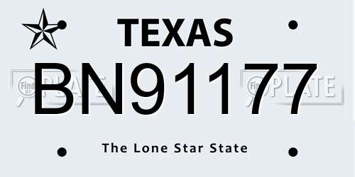 BN91177 Texas License Plate