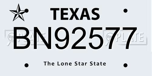 BN92577 Texas License Plate