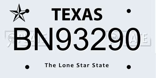 BN93290 Texas License Plate