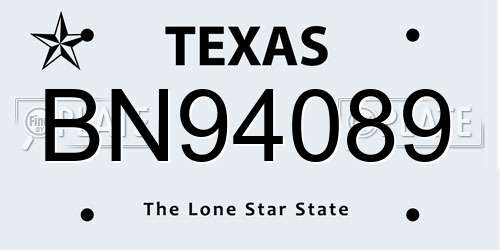 BN94089 Texas License Plate