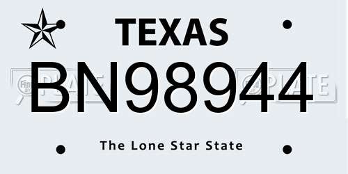 BN98944 Texas License Plate
