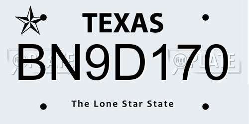 BN9D170 Texas License Plate