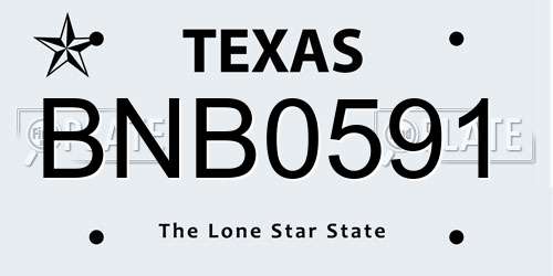 BNB0591 Texas License Plate