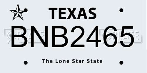 BNB2465 Texas License Plate