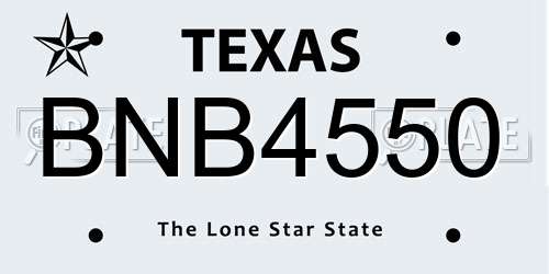 BNB4550 Texas License Plate