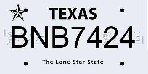 BNB7424 Texas License Plate