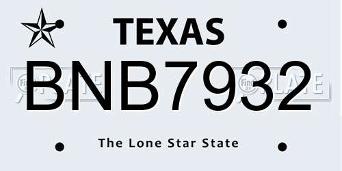 BNB7932 Texas License Plate