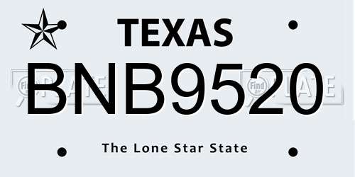 BNB9520 Texas License Plate