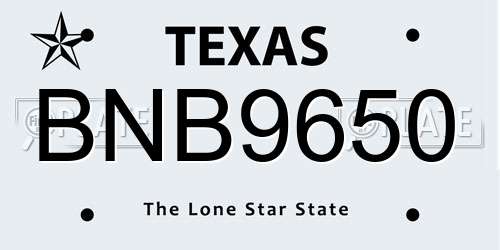 BNB9650 Texas License Plate