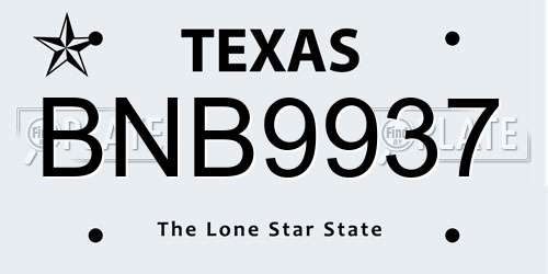 BNB9937 Texas License Plate