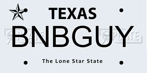 BNBGUY Texas License Plate
