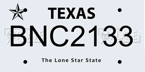 BNC2133 Texas License Plate
