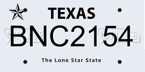 BNC2154 Texas License Plate