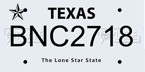 BNC2718 Texas License Plate