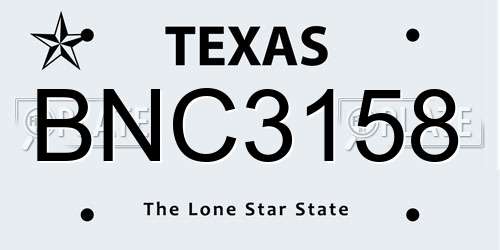 BNC3158 Texas License Plate