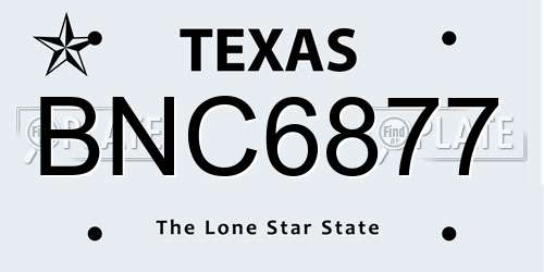 BNC6877 Texas License Plate