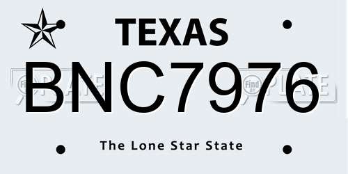 BNC7976 Texas License Plate