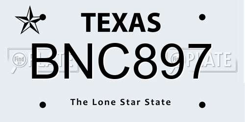BNC897 Texas License Plate