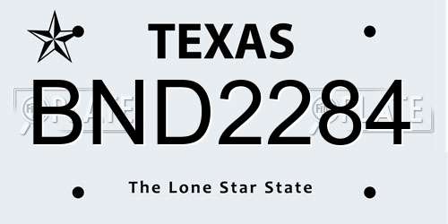 BND2284 Texas License Plate