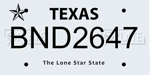BND2647 Texas License Plate