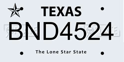 BND4524 Texas License Plate