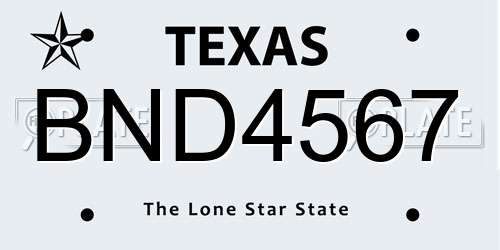 BND4567 Texas License Plate