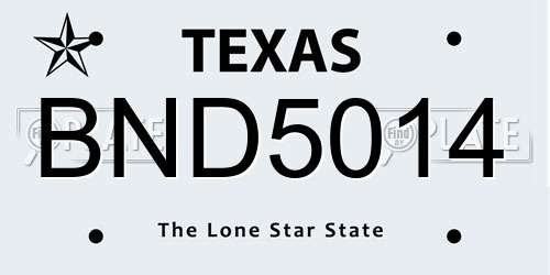 BND5014 Texas License Plate