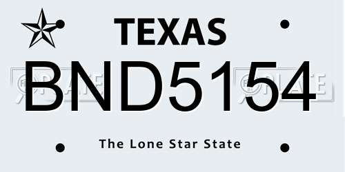 BND5154 Texas License Plate