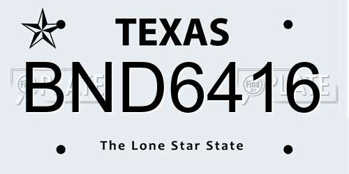 BND6416 Texas License Plate
