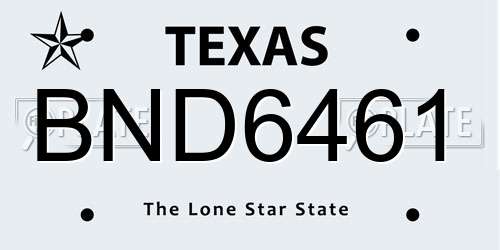 BND6461 Texas License Plate
