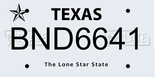 BND6641 Texas License Plate