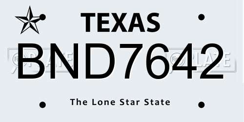 BND7642 Texas License Plate