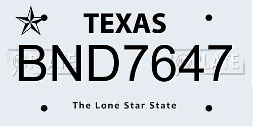 BND7647 Texas License Plate