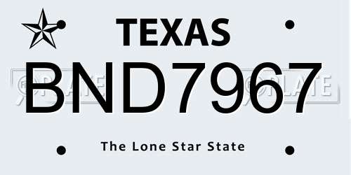 BND7967 Texas License Plate