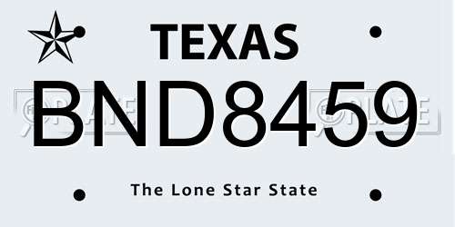 BND8459 Texas License Plate