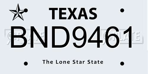 BND9461 Texas License Plate