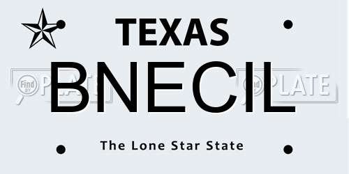 BNECIL Texas License Plate