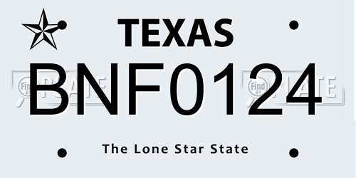 BNF0124 Texas License Plate