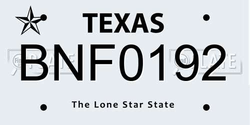 BNF0192 Texas License Plate